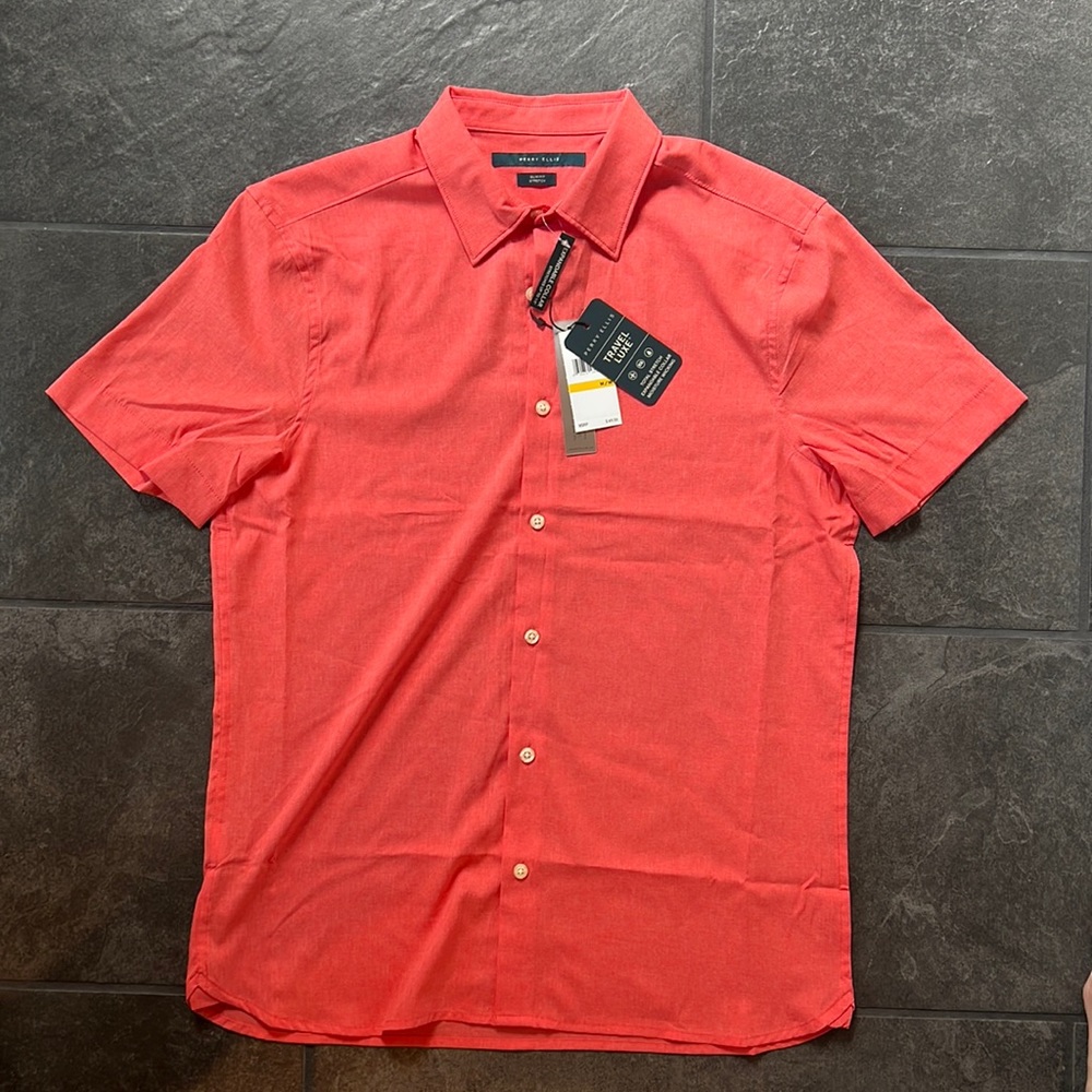 Perry Ellis Slim Fit Stretch Travel Luxe Button Up